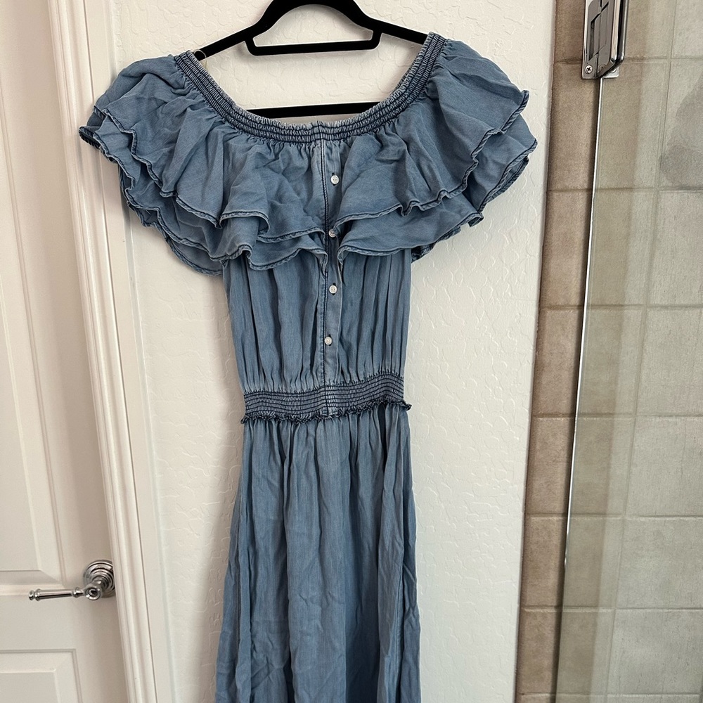 Diva Boutique Denim off shoulder ruffle dress